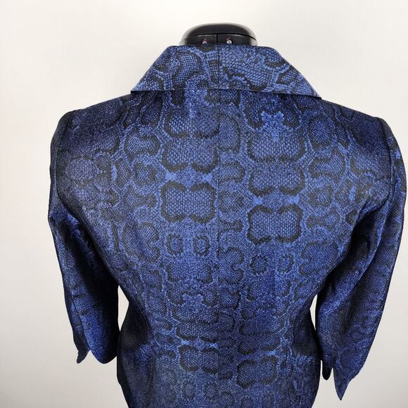 Bigio Animal Print Blazer Blue Black Snakeskin Jacket Acetate Size 10 - Picture 14 of 15